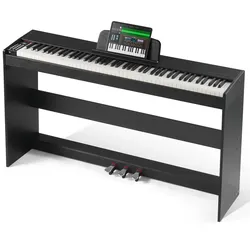 VEVOR Digitalpiano, 88 Tasten, Elektrisches Klaviere, Doppeltastatur und Lautsprecher, einfache Gehäusehalterung mit Kopfhörer, 200 Töne und Rhythmen, unterstützt Bluetooth/USB/MIDI, für Anfänger