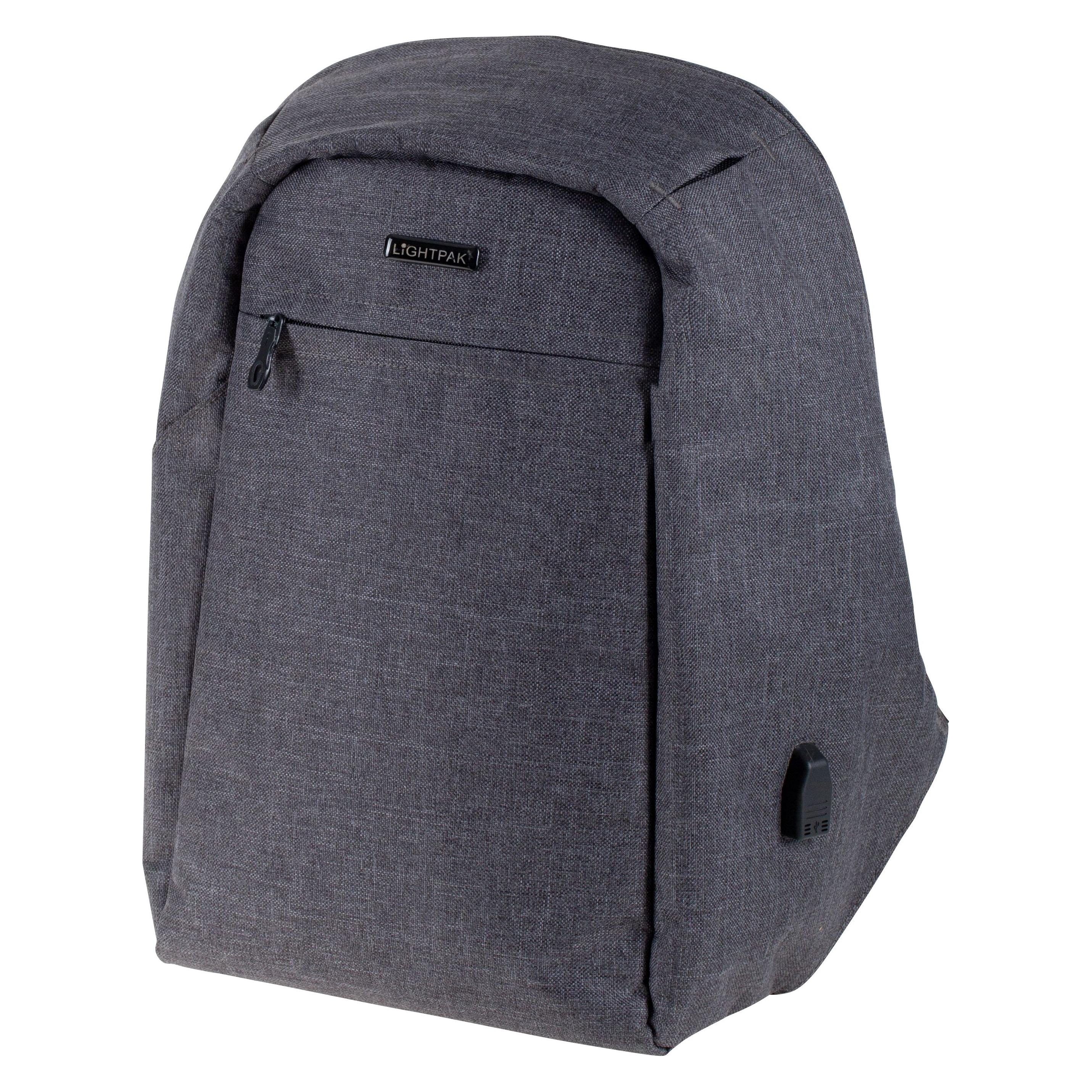 Lightpak Rucksack "SAFEPAK", mit USB-Ladeport, grau Polyester, gepolsterter Rücken, Trolleyband (46153)