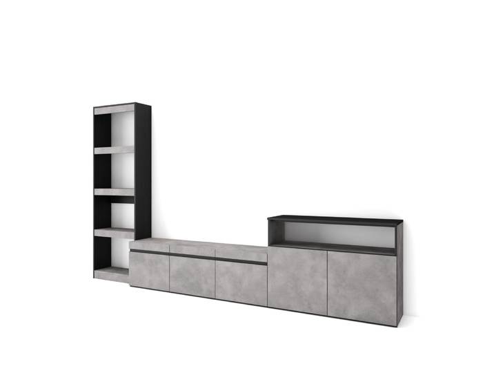 Ensemble meuble tv effet bois ciment 310x35x186cm