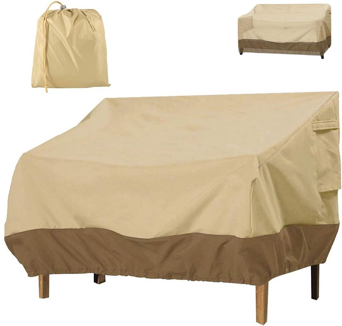 Waterdichte en winddichte beschermhoes voor 2-zits tuinbank in beige of bruin, polyester