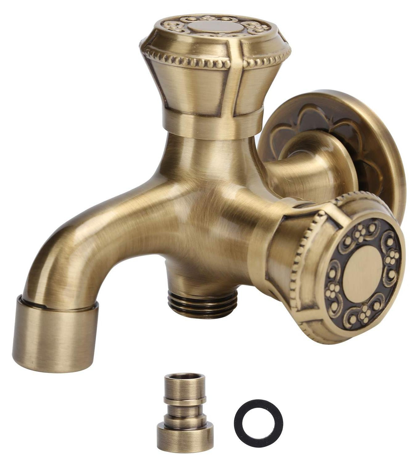 Omgoods Wandkraan Antiek Messing voor Keuken en Badkamer - Warm en Koud Water