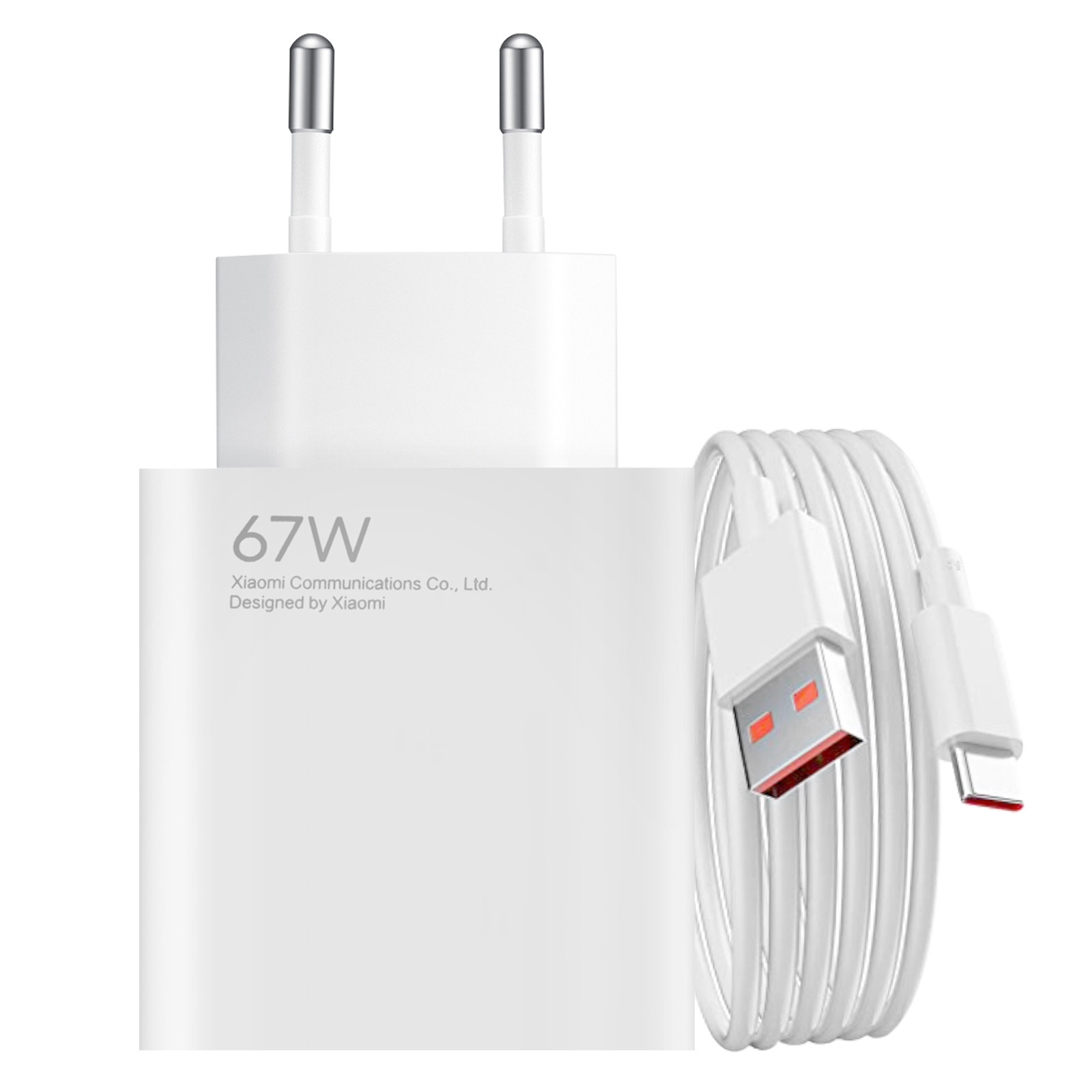Xiaomi USB-voeding 67W met USB en USB-C kabel, wit