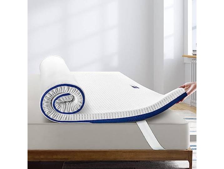 Bedstory Topper 120 x 190 cm, Höhe 10 cm, Matratzenauflage aus Memory-Schaum mit Gel, Matratzenauflage mit 4 elastischen Ecken, abnehmbar und waschbar
