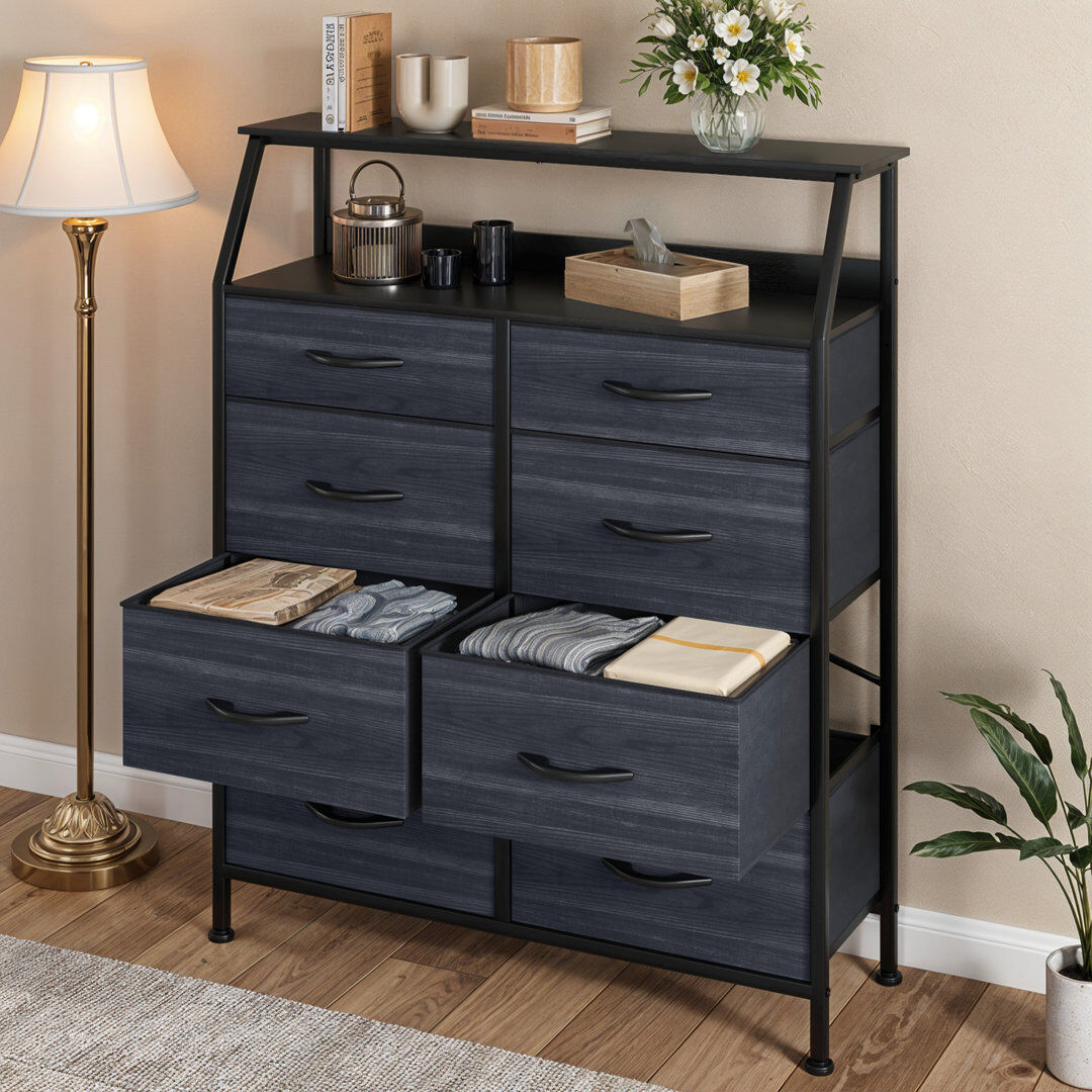 Borough Wharf Borough 98Cm W 8-Drawer Chest Of Drawers Black 106.7cm H X 98.4cm W X 29cm D