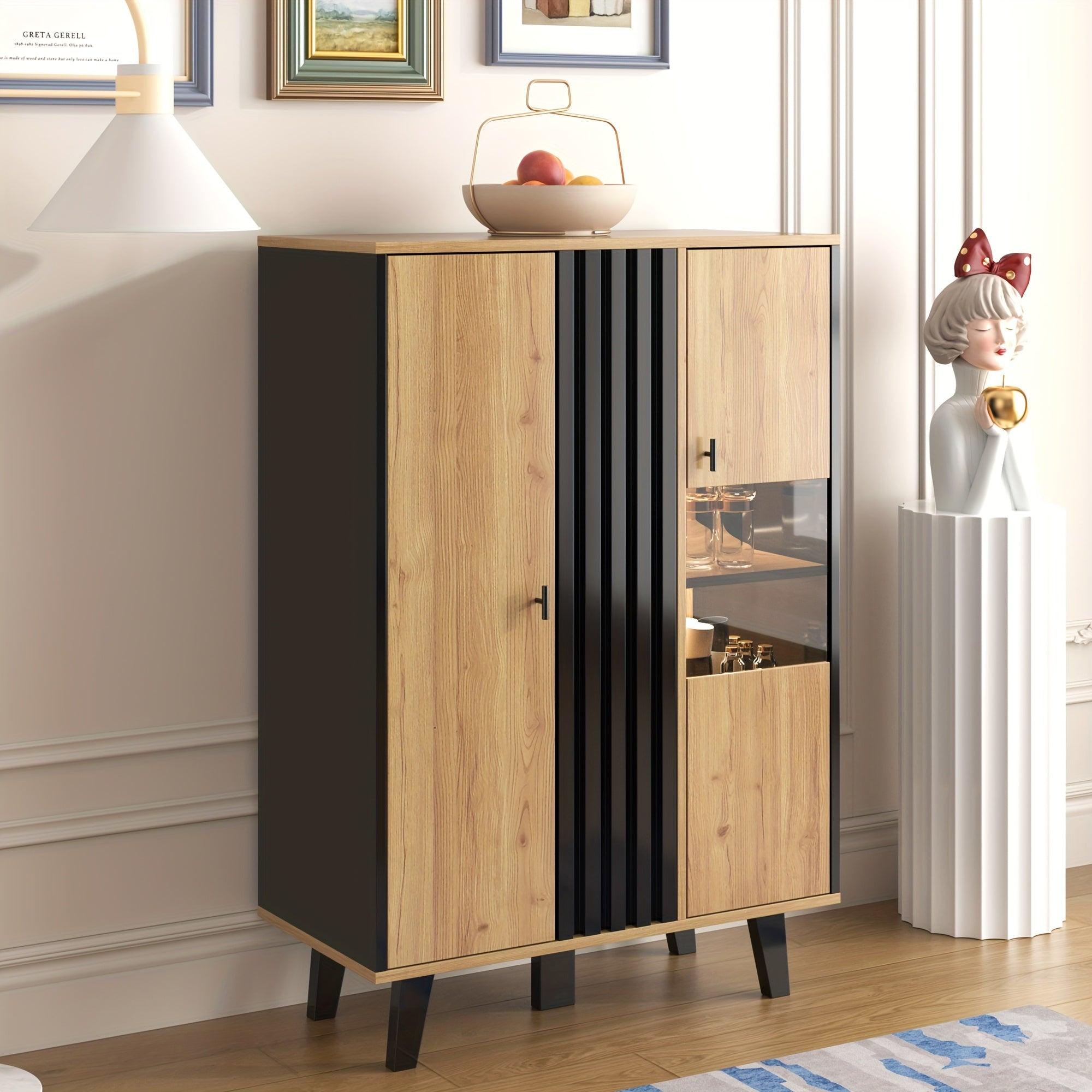 Schrank - Schrank mit Seitenschränken - Aufbewahrungsschrank - Schrank - Wandelement - Laminatoptik