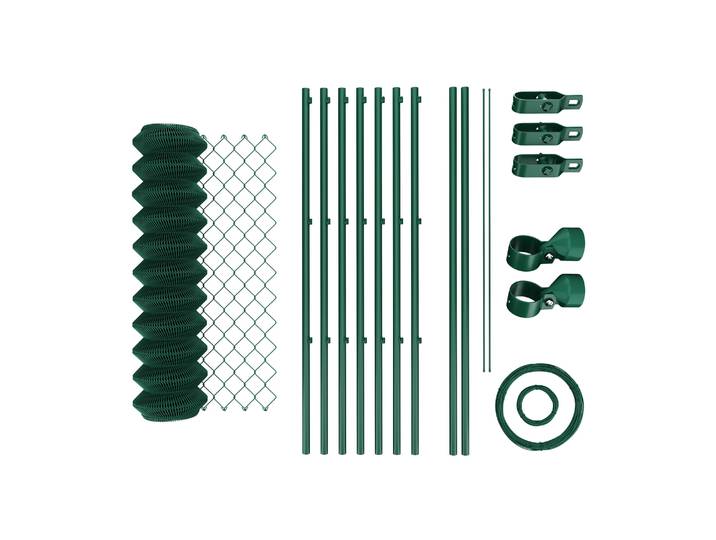 Maschendrahtzaun Komplettset grün 1 x 15 m