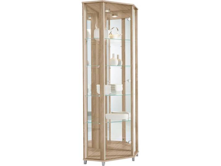 fif möbel Eckvitrine TRIO Höhe ca. 172 cm, ink. Beleuchtung Eckvitrine/Glasvitrine 1x Glastür, perfekt für Sammler, Sammlervitrine