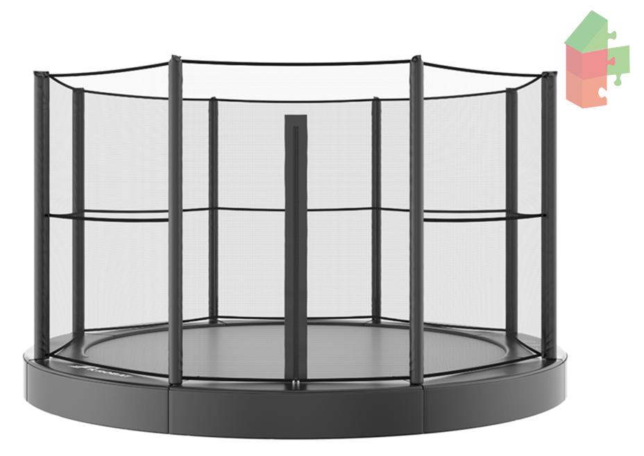 Trampolin AKROBAT ORBIT FLAT 365 (12 Fuß), grau, inklusive Sicherheitsnetz