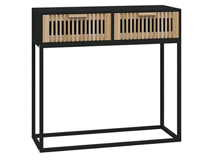 Heofavd Konsolentisch Schwarz 80x30x75 cm Dielentisch mit 2 Schubladen