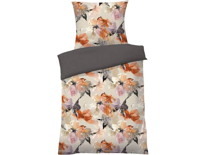 Wendebettwäsche DYCKHOFF Bloomsbury , bunt, B/L: 135cm x 200cm, 1 Stk., 1 Stk., Satin, B/L: 80cm x 80cm, 2 Stk., Satin, Obermaterial: 100% Baumwolle, Bettwäsche, Wendebettwäsche