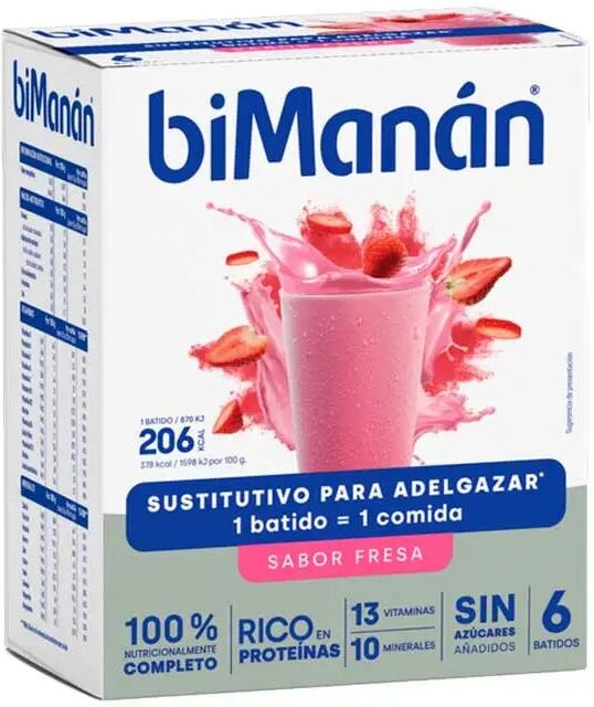 BIMANÁN Beslim Batido Fresa 6 Sobres