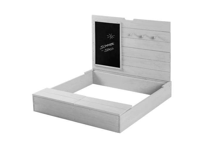 SANDKASTEN mit Deckel, Tafel und Haken grau