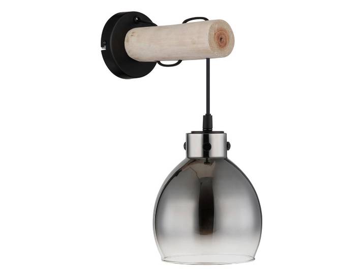 Globo Wandleuchte, Naturfarben, Schwarz, Holz, Metall, Glas, länglich, 24x33x15 cm, CE, Wippschalter, Lampen & Leuchten, Innenbeleuchtung, Wandlampe, Wandlampen mit Schalter