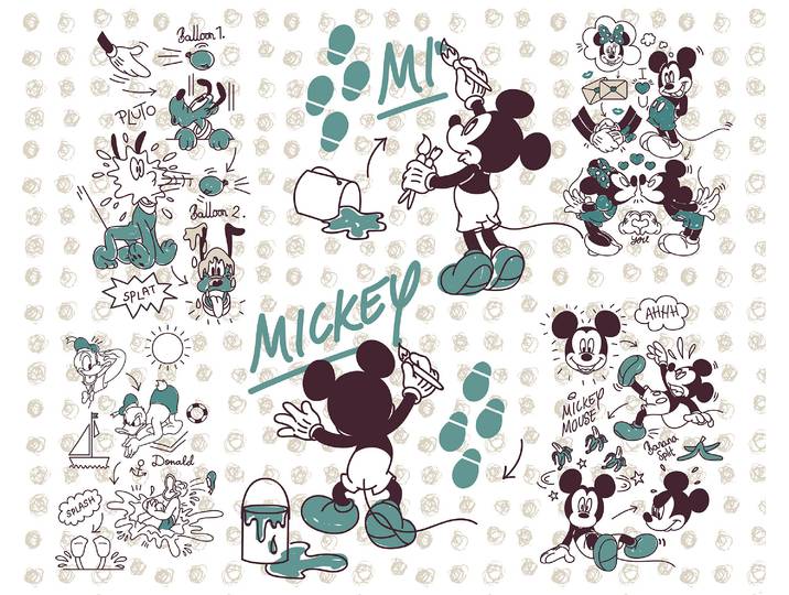 Komar - Papier Peint Intissé Disney Mickey Mouse Et Ses Amis 350 Cm X 280 Cm