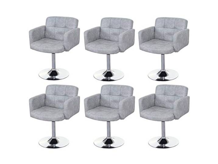 Mendler 6er-Set Esszimmerstuhl Orlando Wildlederimitat - Vintage grau