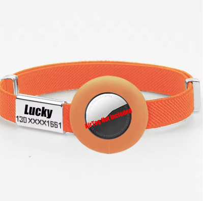 Inspire Picks SafeTrack AirTag Cat Collar With Personalized Name Tag & GPS Holder orange N Case N Tag onesize 5 12in
