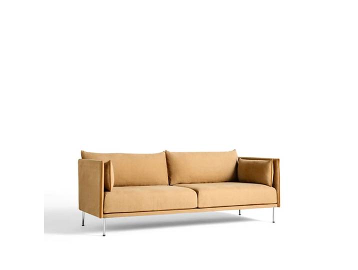 HAY Silhouette 3-Sitzer Sofa Linara 142 cognac-Chrombeine