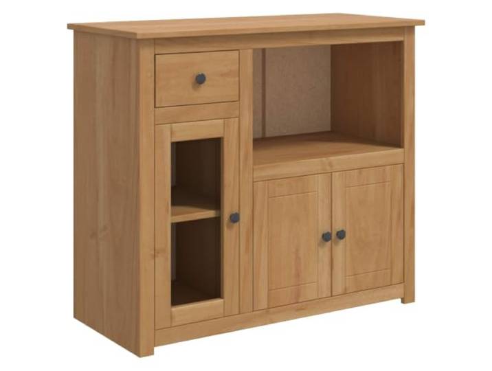 Xolmizyn Mikrowellen-Sideboard Kiefer 99,5x44x86,5 cm Panama Honigwachs Massivholz, 3 Schubladen & 3 Scharniertüren, Stabile Konstruktion
