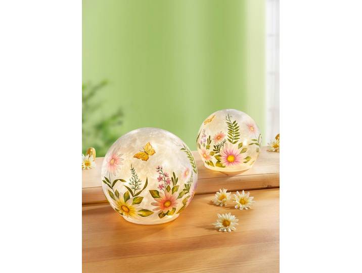 Beleuchtete Kugeln, 2er-Set, aus Glas, Bunt