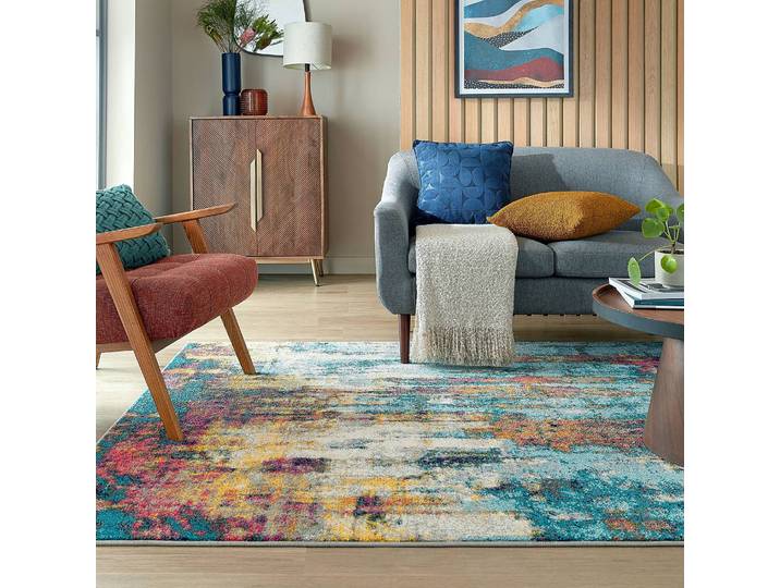 Kurzflorteppich Abstraction Multicolor 120 x 170cm Netzstoff