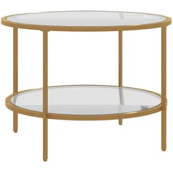 BEISTELLTISCH, Gehärtetes Glas, Gold