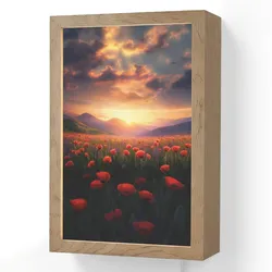 WANDLEUCHTE Landschaft - Sonnenuntergang - Blumenfeld Wandlampe 20x30 cm Wandlampe