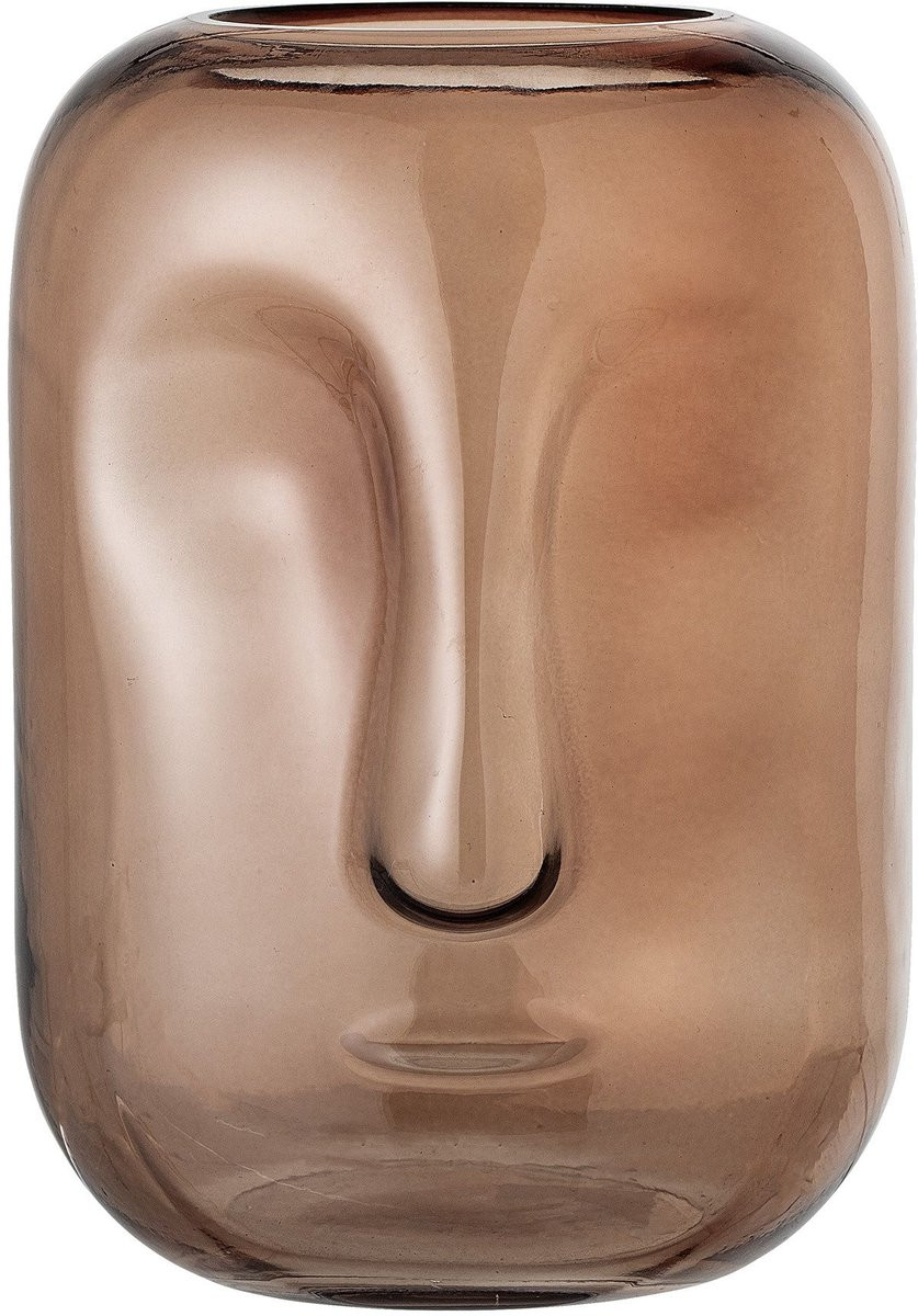 Bloomingville Face Glazen Vaas - Bruin - Ø 18 cm