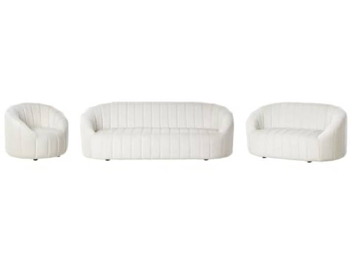 Beliani Sofa Set 3-teilig Samt weiß gesteppt oval Muschelform niedrige Lehnen Malung