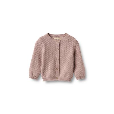 Strickjacke WHEAT "WHEAT Knit Cardigan Magnella", Mädchen, Gr. 80, rosa (dry rose), 100% Baumwolle (Bio), unifarben, normal, Rundhals, Strickjacken Strickjacke