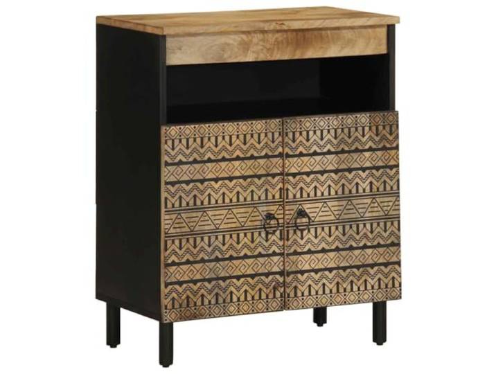 FMPGJLYH Sideboard aus massivem Mangoholz, Industrie Design Kommode 2 Robustes Eisengestell, Vielseitiger Stauraum, Natürliche Holzmaserung