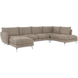 WOHNLANDSCHAFT Elou Dunkelbeige Microfaser