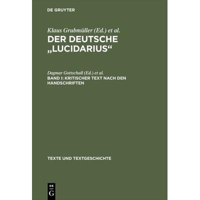 Kritischer Text nach den Handschriften, Gebundene Ausgabe von Dagmar Gottschall,Georg Steer, De Gruyter, 978-3-484-36035-8