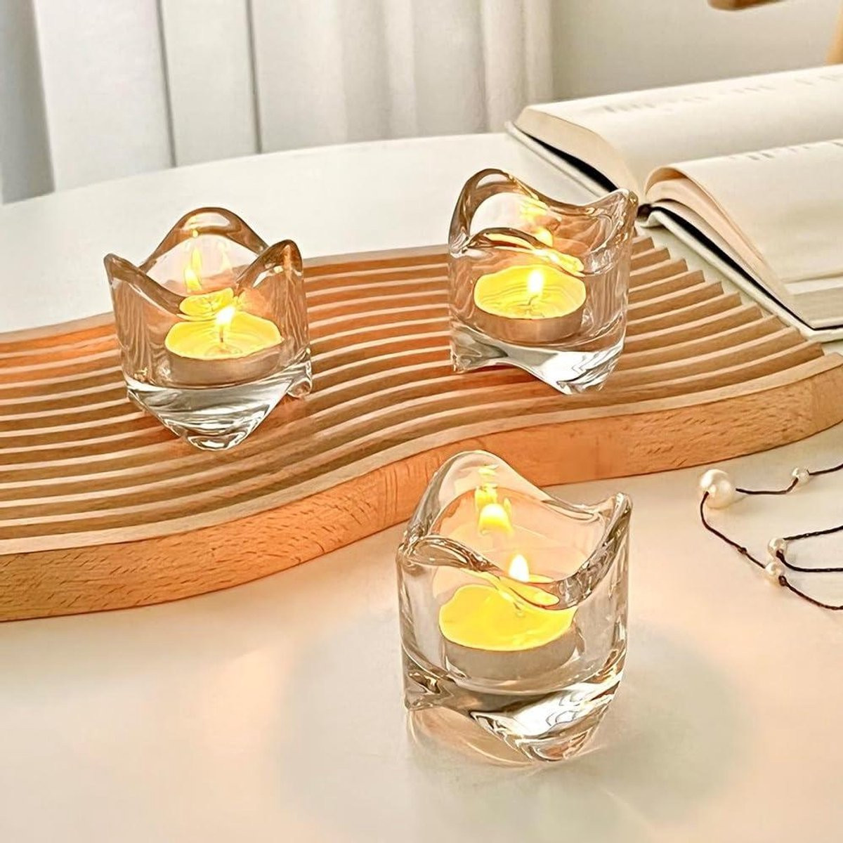 Transparante glazen kaarsenhouder voor tealights