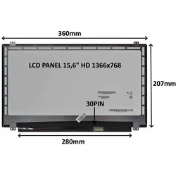 SIL LCD PANEL 15,6" HD 0PIN MATNÃ / ÃšCHYTY NAHOÅ ̃E A DOLE, Notebook Ersatzteile, Schwarz