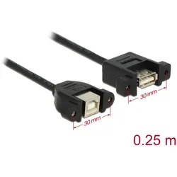 Delock Kabel USB 2.0 Typ-B Buchse zum Einbau > USB 2.0 Typ-A Buchse zum Einbau 25 cm