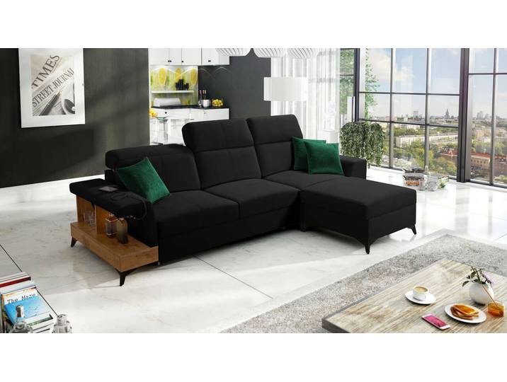 Best for Home Ecksofa Ecksofa mit Schlaffunktion, Ablageelement und verstellbaren, Ecksofa mit USB & Beleuchtung, hat zwie USB-Anschluss