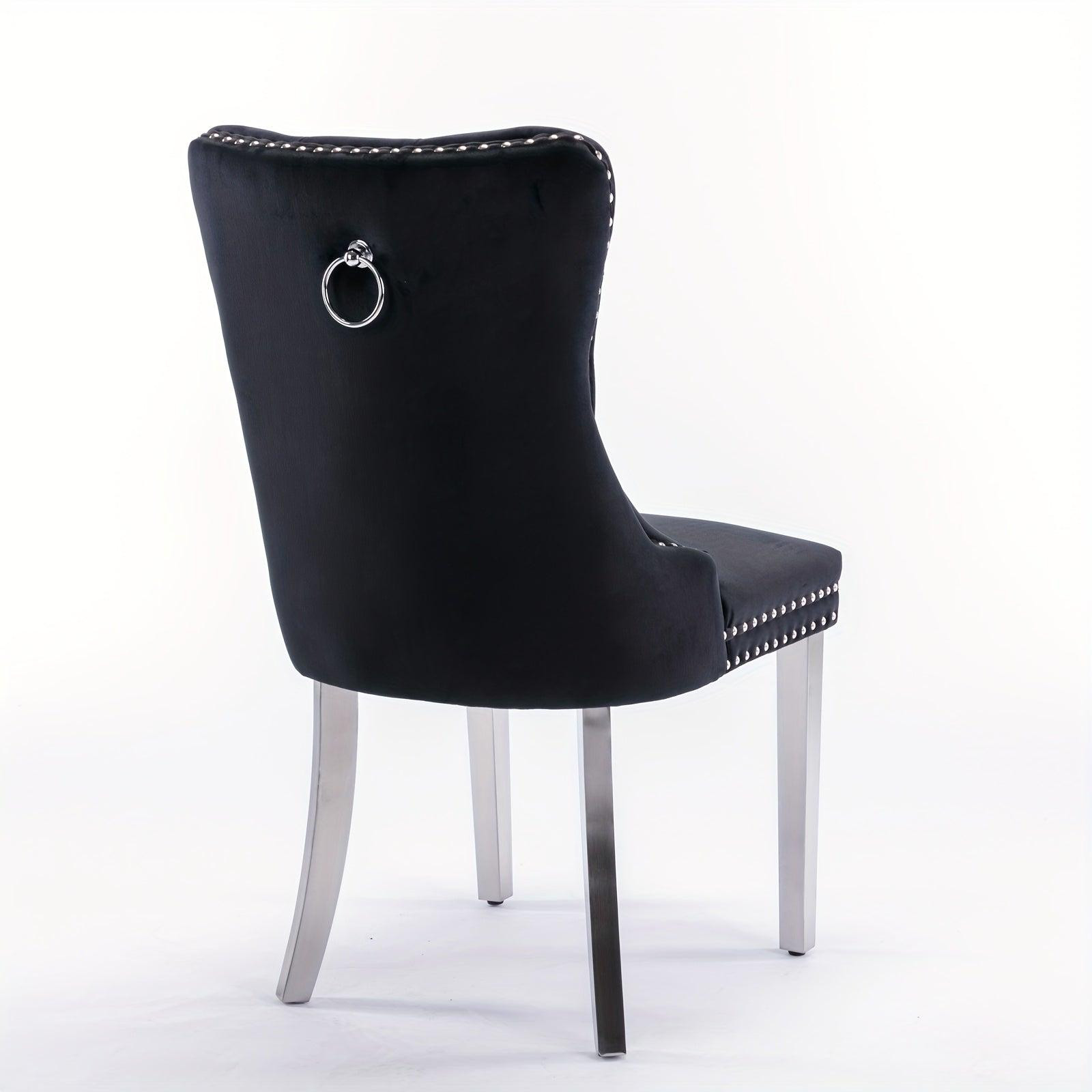 Set van twee moderne luxe gecapitonneerde eetkamerstoelen in elegante zwarte kleur van Selius