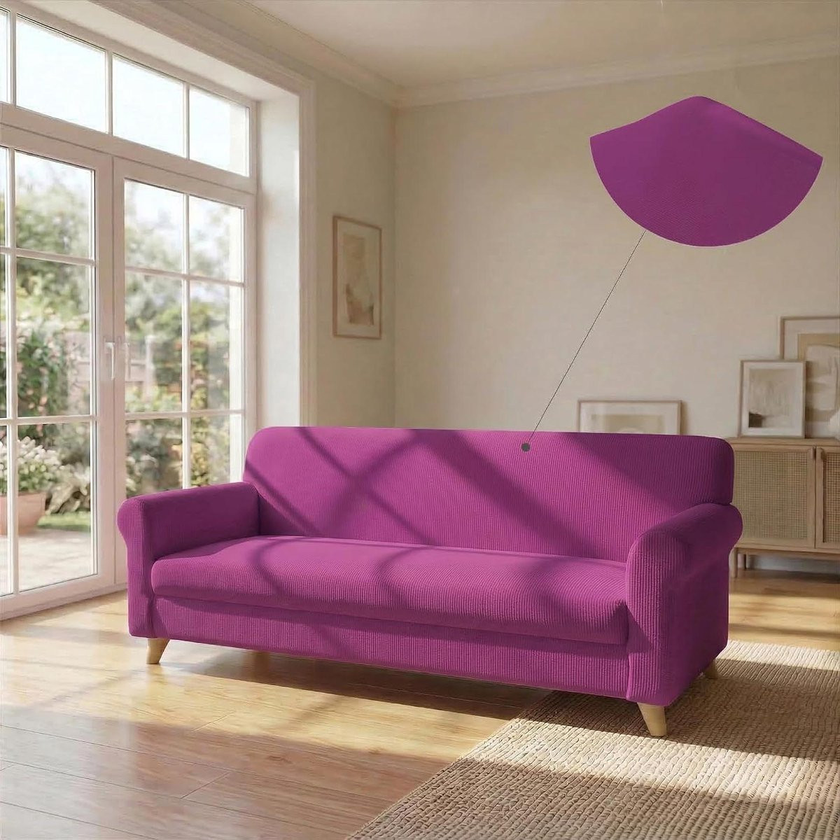 Elastisch bankovertrek voor uw sofa - Stretch sofahoezen - Fuchsia - 220-270 cm