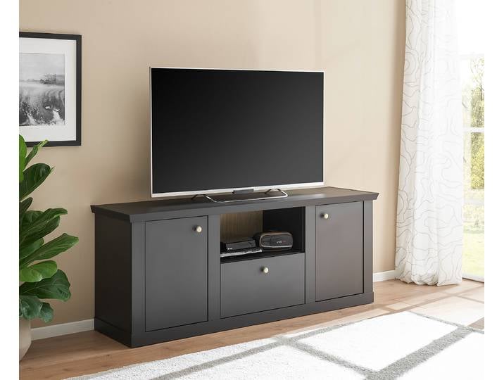 TV-Lowboard Spanplatte, beschichtet Schwarz 158cm