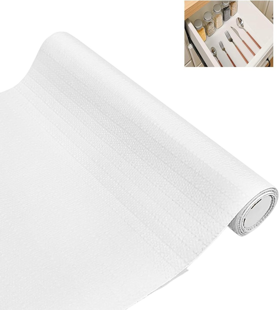 Antislip Keukenlade Mat Wit - Waterdicht en Snijdbaar PVC - 30 x 300 cm