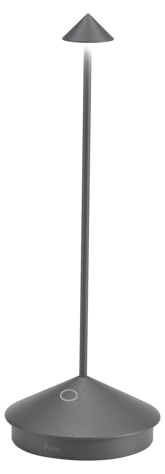 Zafferano Pina Pro LED-tafellamp, donkergrijs, oplaadbaar en dimbaar, draadloos, 2200-3000K, IP54