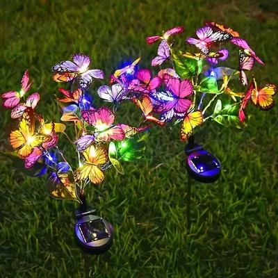 Inspired Finds Solar LED Butterfly Flower Lights Outdoor Garden Waterproof Landscape Lamp shiny