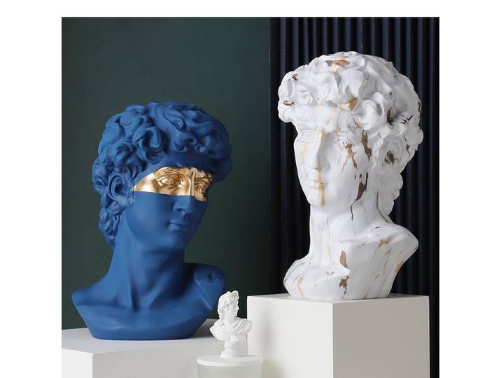 Statue de David à Texture de marbre doré, Sculpture en résine de personnage de mythologie, décoration de bureau, artisanat, décoration de maison moderne