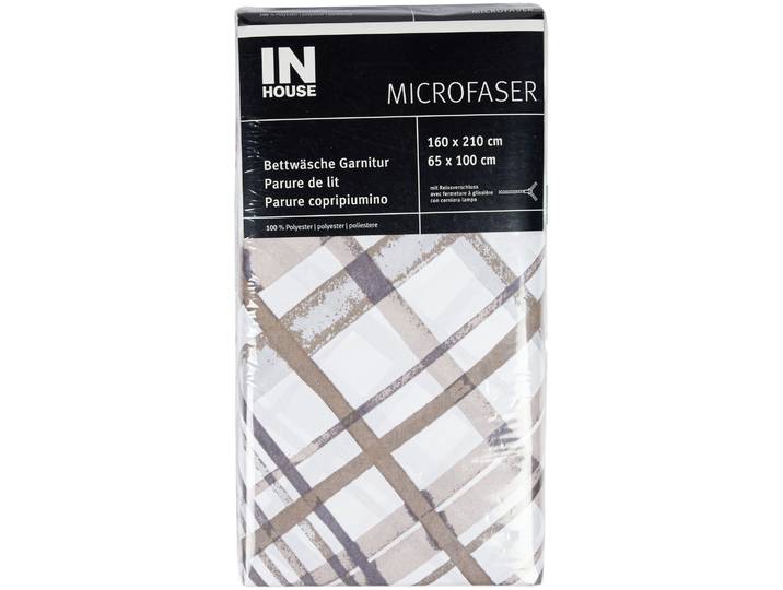 Inhouse Bettwäschegarnitur Microfaser Karo limone 160x210/65x100