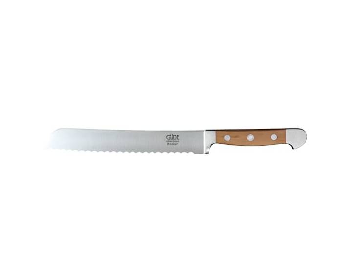 GÜDE Solingen - Brotmesser geschmiedet, 21 cm, Birnenholz, ALPHA BIRNE, Doppelkropf, Handmade Germany
