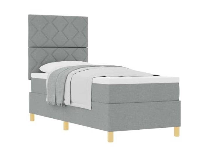 KTHLBRH Boxspringbett mit Kopfteil hellgrau 80 x 200 cm Stoff holzlattenrahmen, taschenfederkernmatratze, verstellbares kopfteil, holzbeine, schlafzimmer