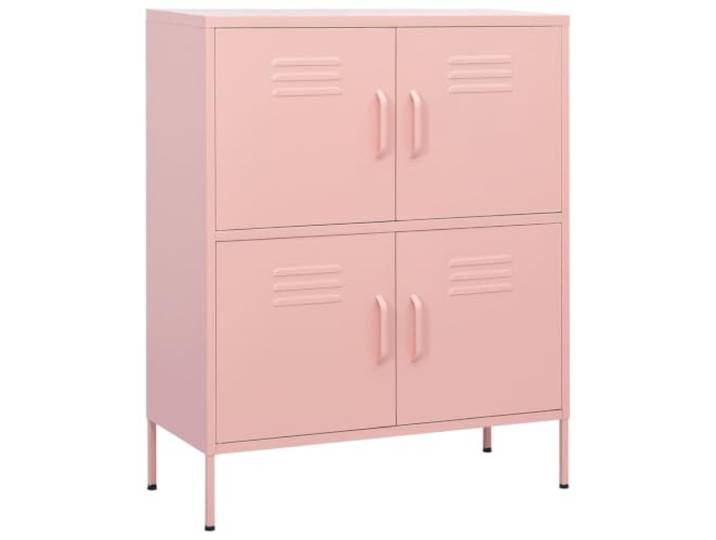 MNCVXAXG Schrank Rosa 80 x 35 x 101,5 cm aus Stahl mit 4 Türen 2 verstellbare Einlegeböden, Nivellierer, inklusive Wandbefestigung, einfache Reinigung