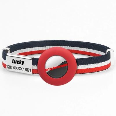Uplift Picks Elastic AirTag Cat Collar With Custom Name Tag And Tracker Holder stripe