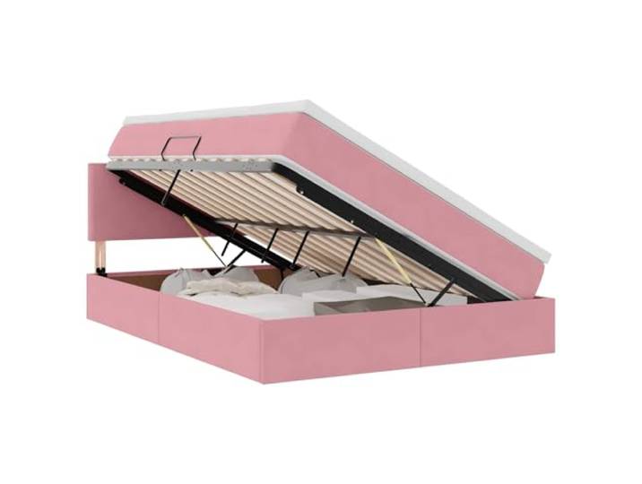 PUGYNBK Bett mit Aufbewahrung, Rosa, 140 x 200 cm, Samt Hydraulischer Aufzug, modernes Design, platzsparend, einfache Reinigung
