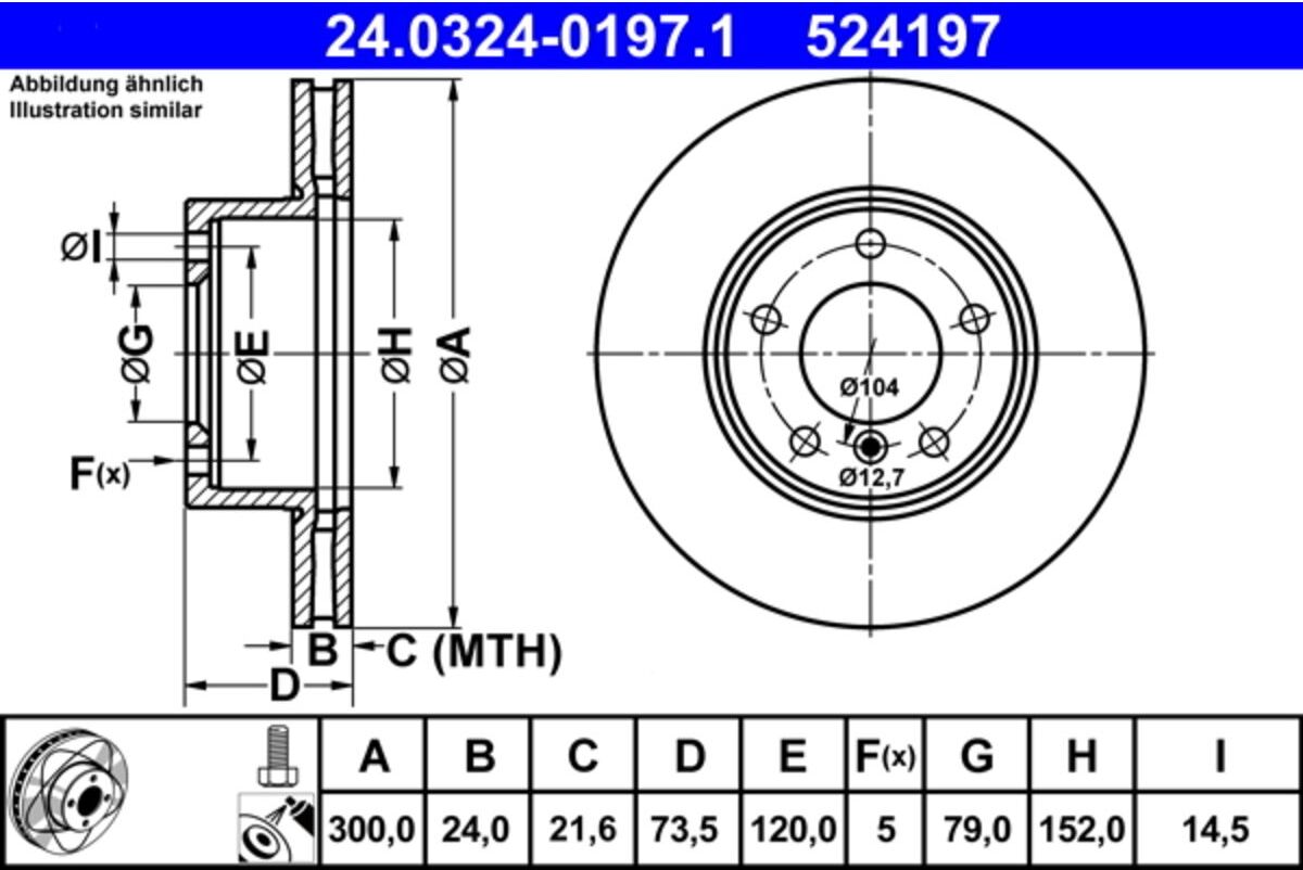 Bremsscheibe ATE PowerDisc 24.0324-0197.1, 1 Stück